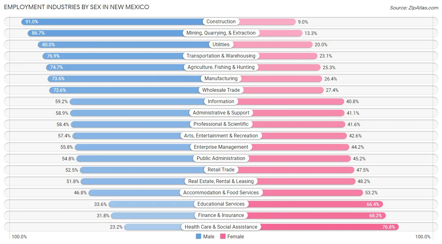 Employment Industries by Sex in New Mexico