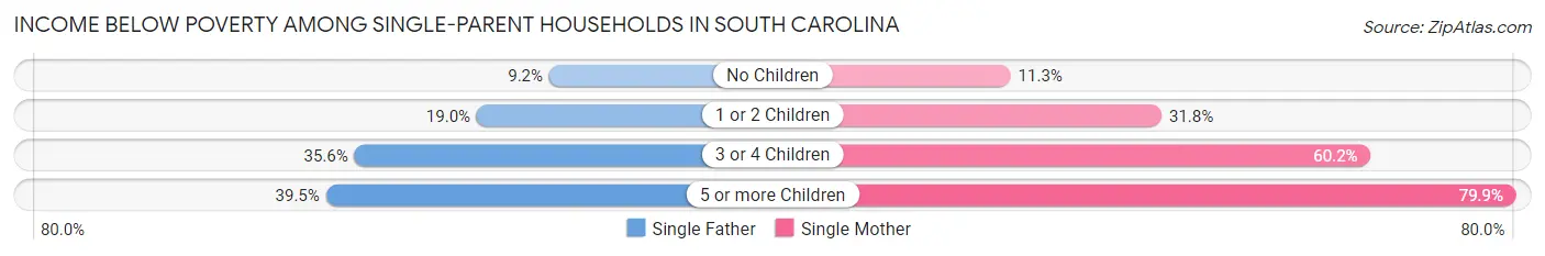 Income Below Poverty Among Single-Parent Households in South Carolina