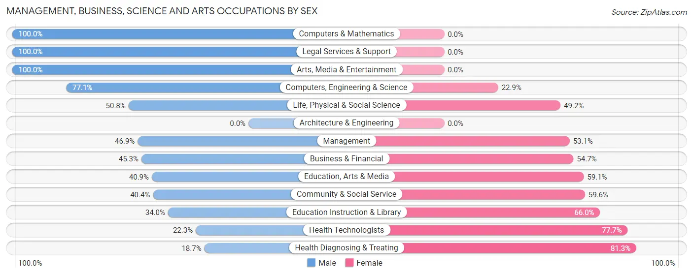 Management, Business, Science and Arts Occupations by Sex in Zip Code 00683