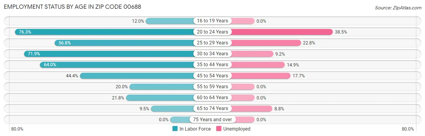 Employment Status by Age in Zip Code 00688