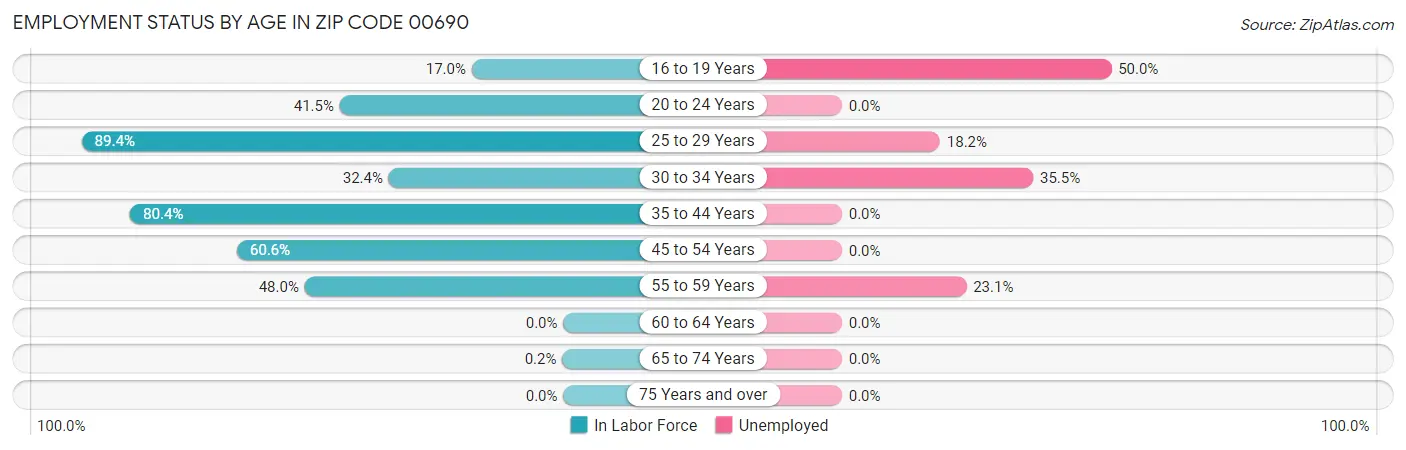 Employment Status by Age in Zip Code 00690