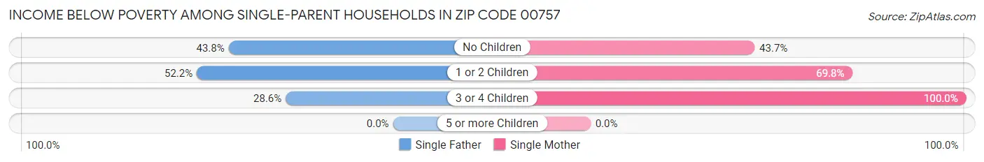 Income Below Poverty Among Single-Parent Households in Zip Code 00757