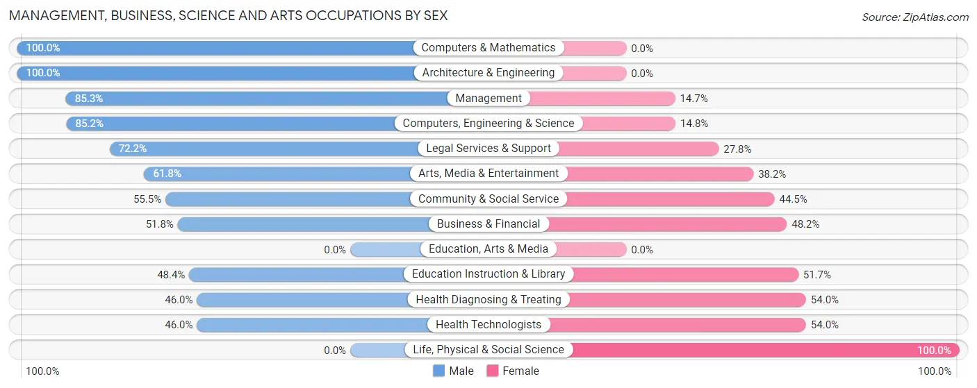 Management, Business, Science and Arts Occupations by Sex in Zip Code 00913