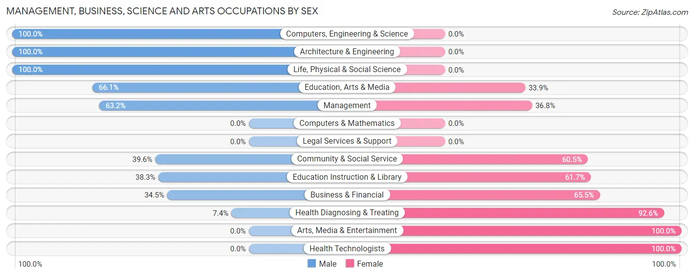 Management, Business, Science and Arts Occupations by Sex in Zip Code 01005