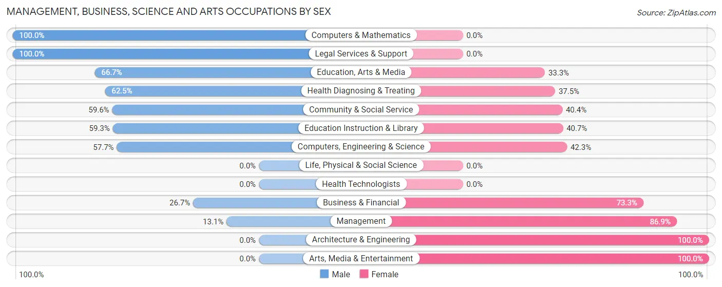 Management, Business, Science and Arts Occupations by Sex in Zip Code 01031