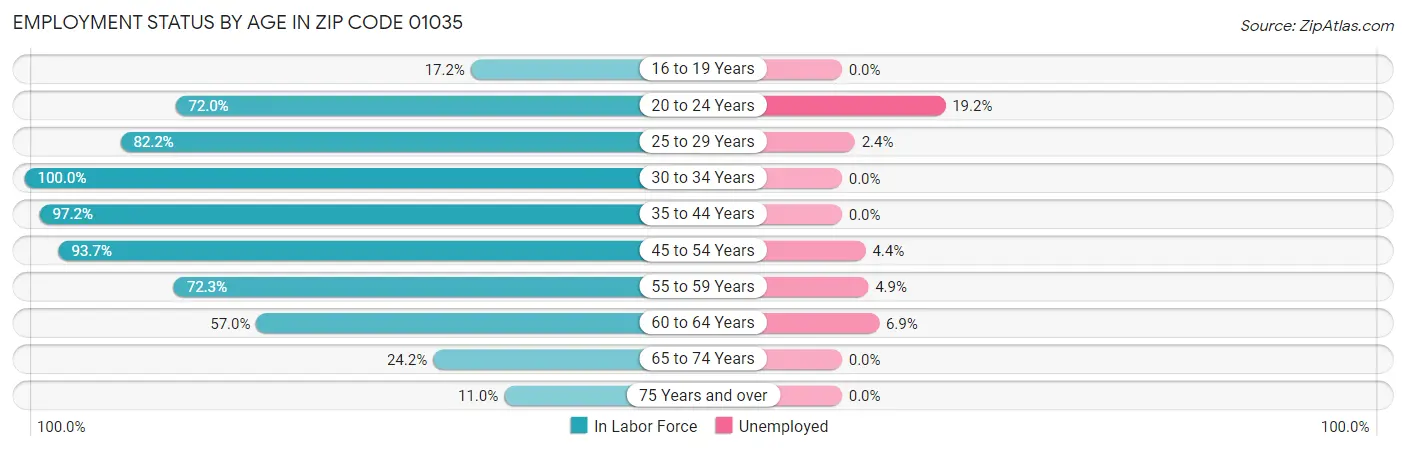 Employment Status by Age in Zip Code 01035