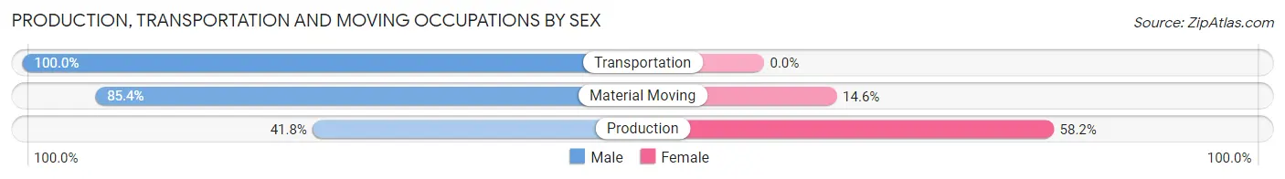 Production, Transportation and Moving Occupations by Sex in Zip Code 01036