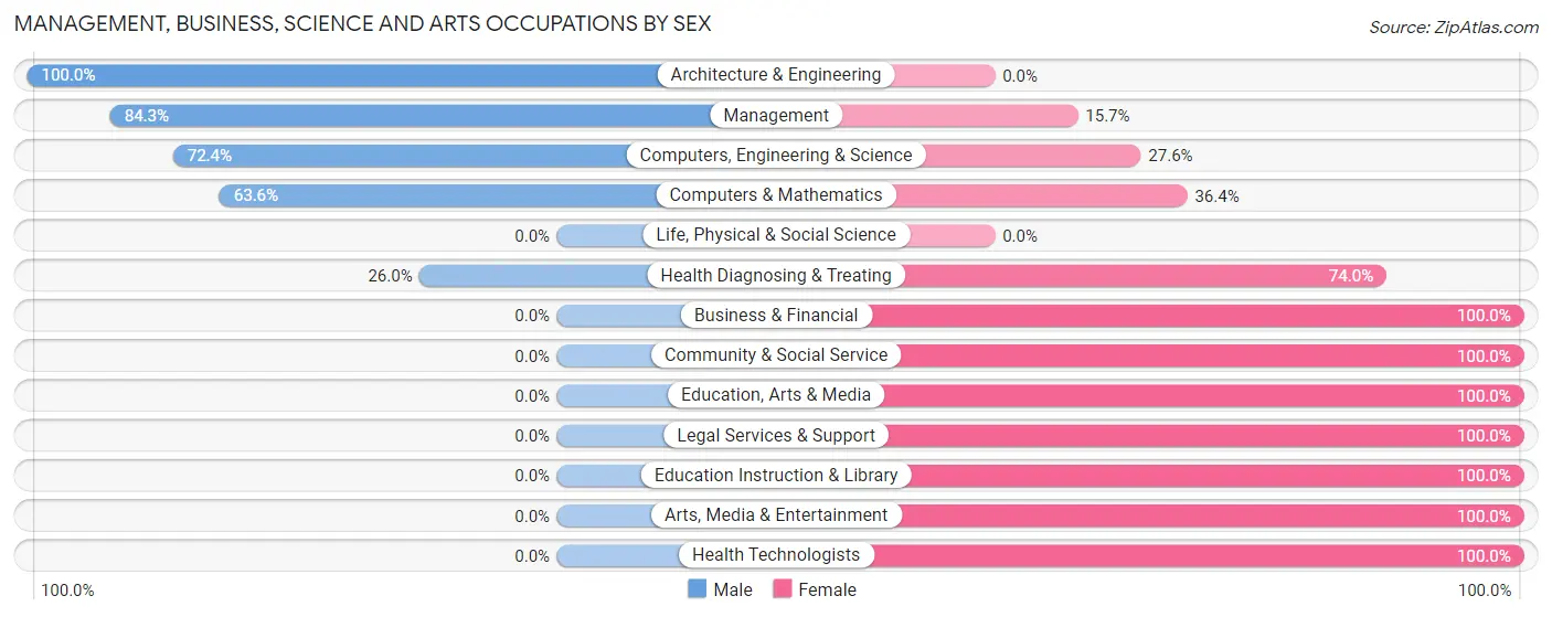 Management, Business, Science and Arts Occupations by Sex in Zip Code 01080