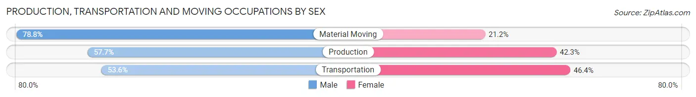 Production, Transportation and Moving Occupations by Sex in Zip Code 01081