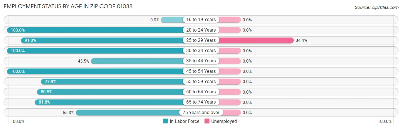 Employment Status by Age in Zip Code 01088