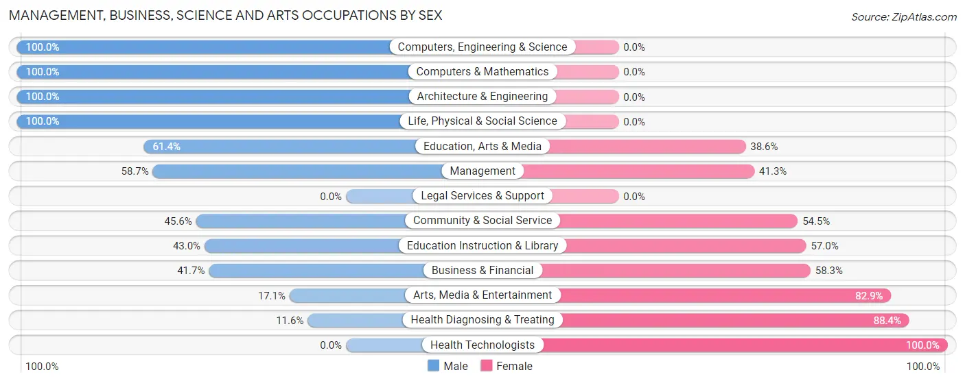 Management, Business, Science and Arts Occupations by Sex in Zip Code 01107
