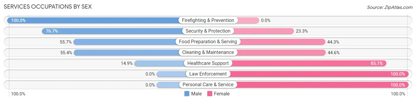 Services Occupations by Sex in Zip Code 01226