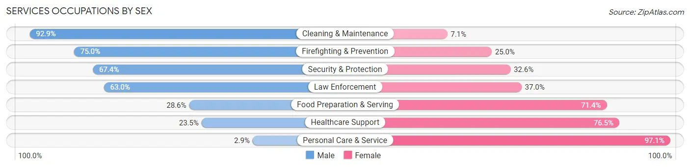 Services Occupations by Sex in Zip Code 01235