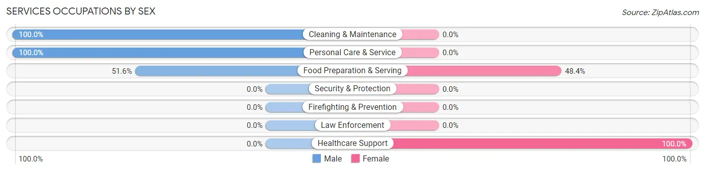 Services Occupations by Sex in Zip Code 01351
