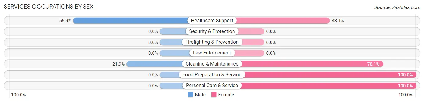Services Occupations by Sex in Zip Code 01360