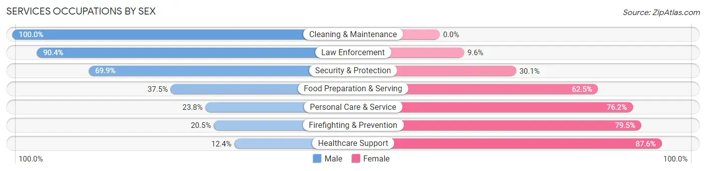 Services Occupations by Sex in Zip Code 01364