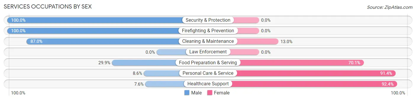 Services Occupations by Sex in Zip Code 01452