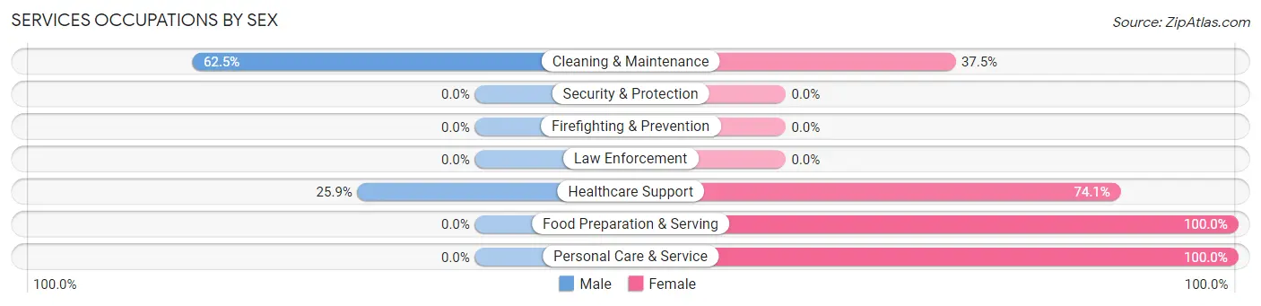 Services Occupations by Sex in Zip Code 01515