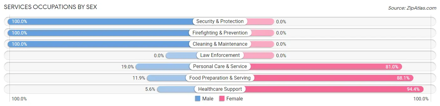 Services Occupations by Sex in Zip Code 01518