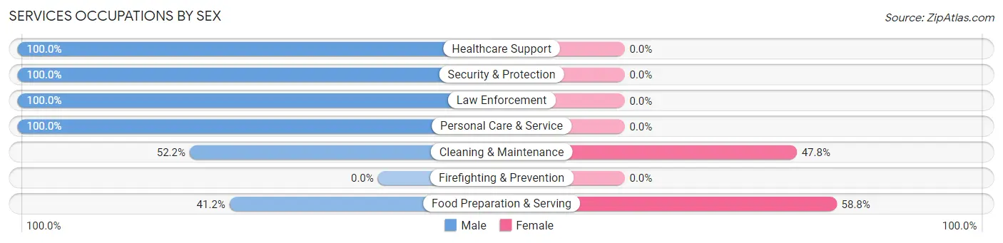 Services Occupations by Sex in Zip Code 01542