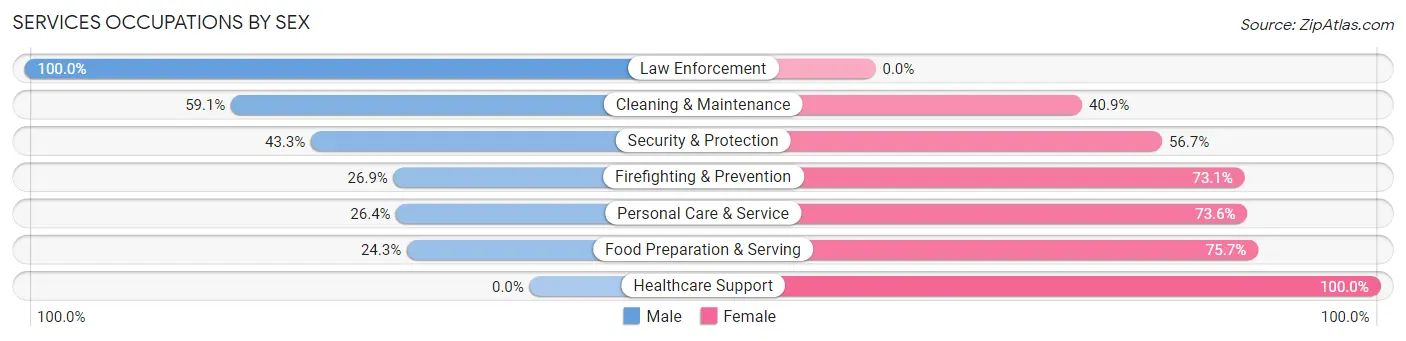 Services Occupations by Sex in Zip Code 01568