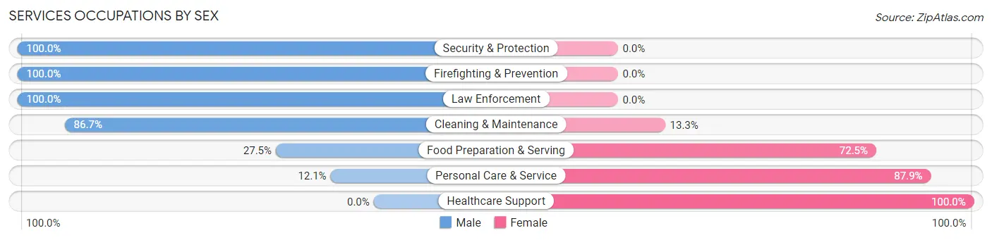 Services Occupations by Sex in Zip Code 01746