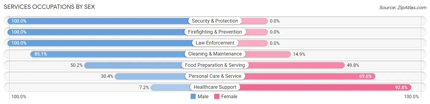 Services Occupations by Sex in Zip Code 01835