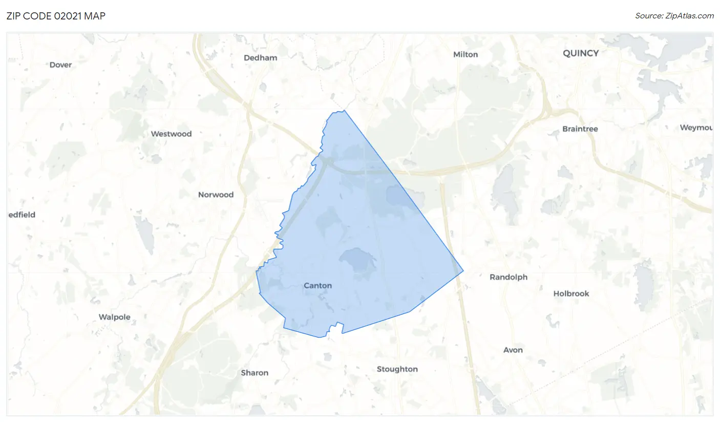 Zip Code 02021 Map