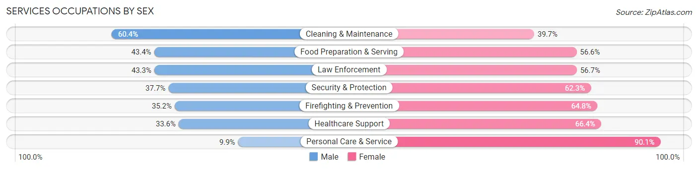Services Occupations by Sex in Zip Code 02072