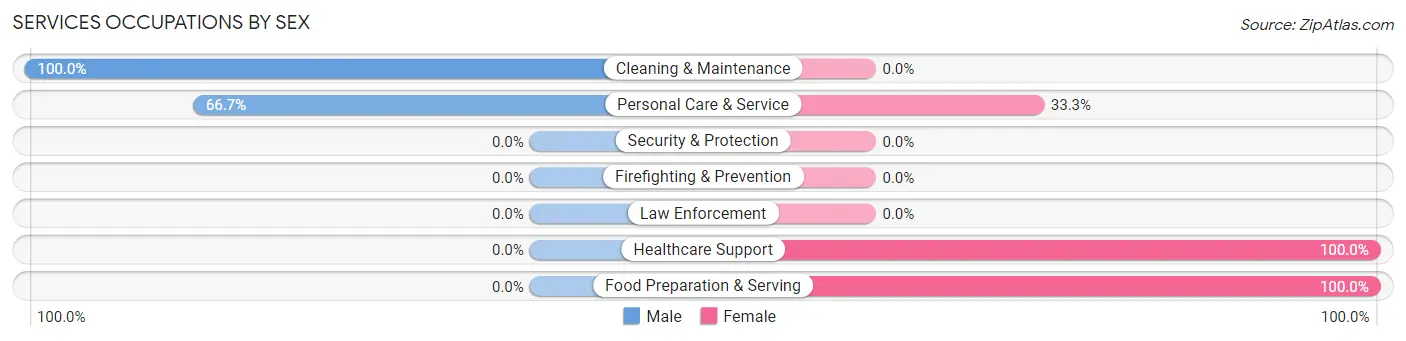 Services Occupations by Sex in Zip Code 02108