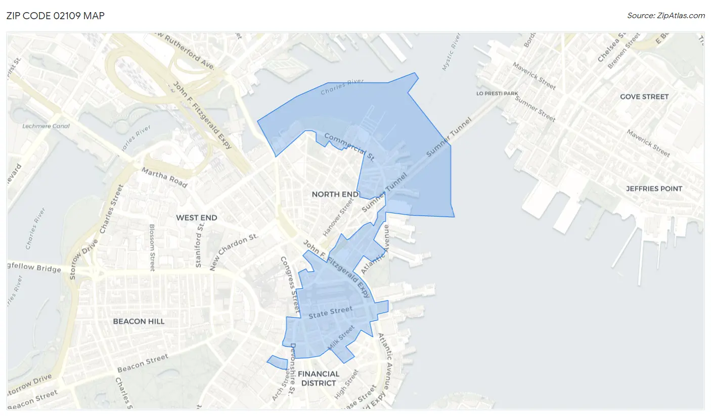 Zip Code 02109 Map