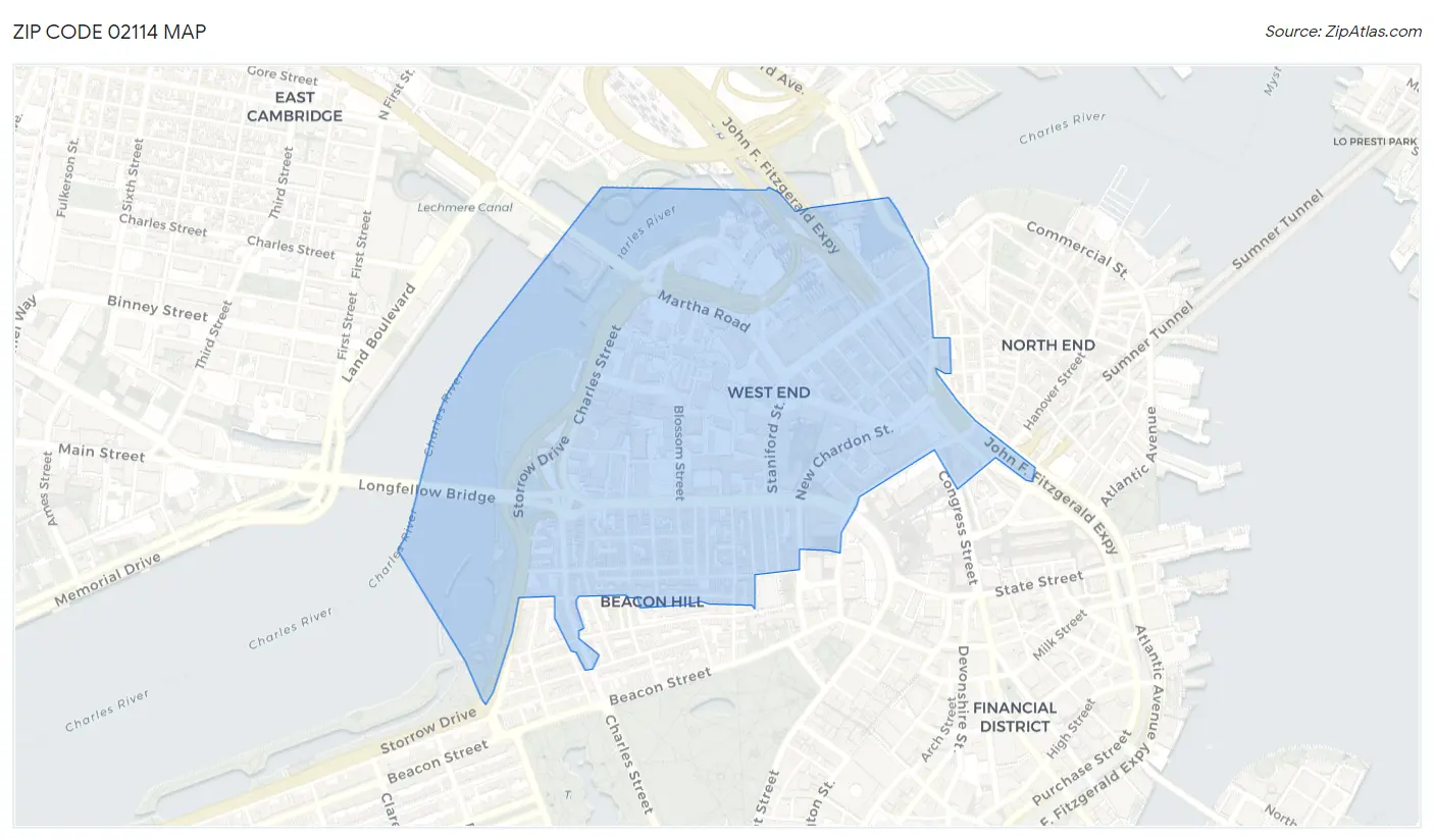 Zip Code 02114 Map