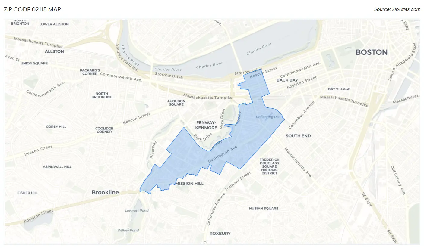 Zip Code 02115 Map