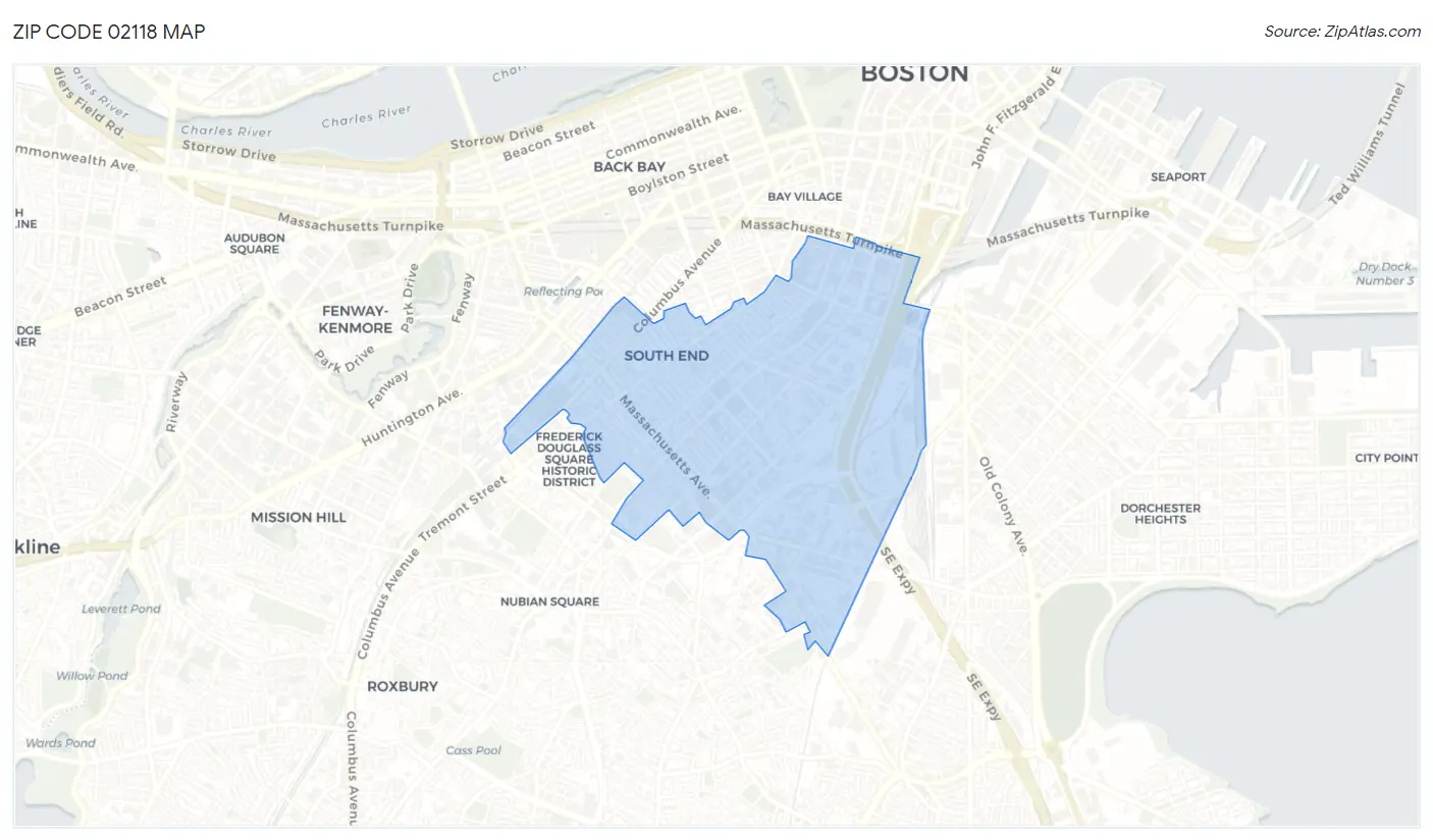 Zip Code 02118 Map