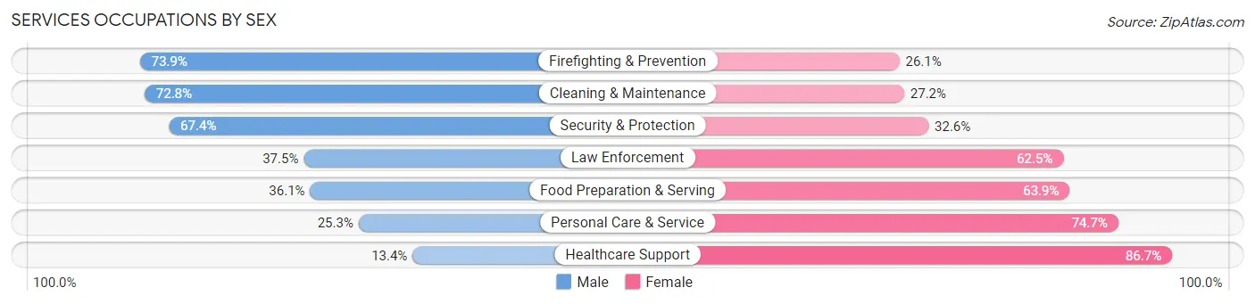 Services Occupations by Sex in Zip Code 02134