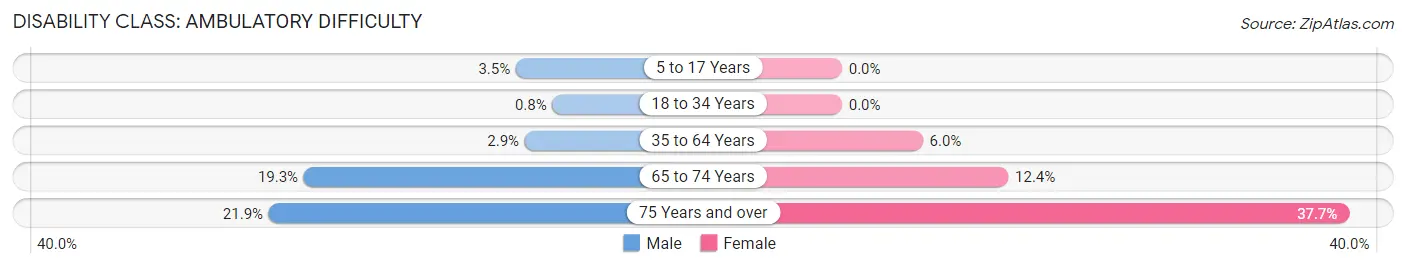 Disability in Zip Code 02145: <span>Ambulatory Difficulty</span>