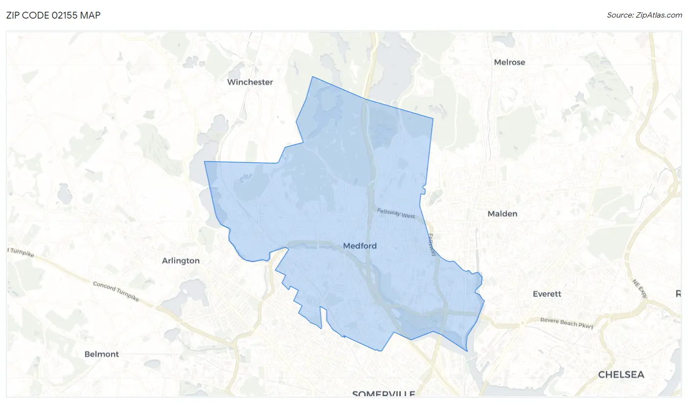 Zip Code 02155 Map