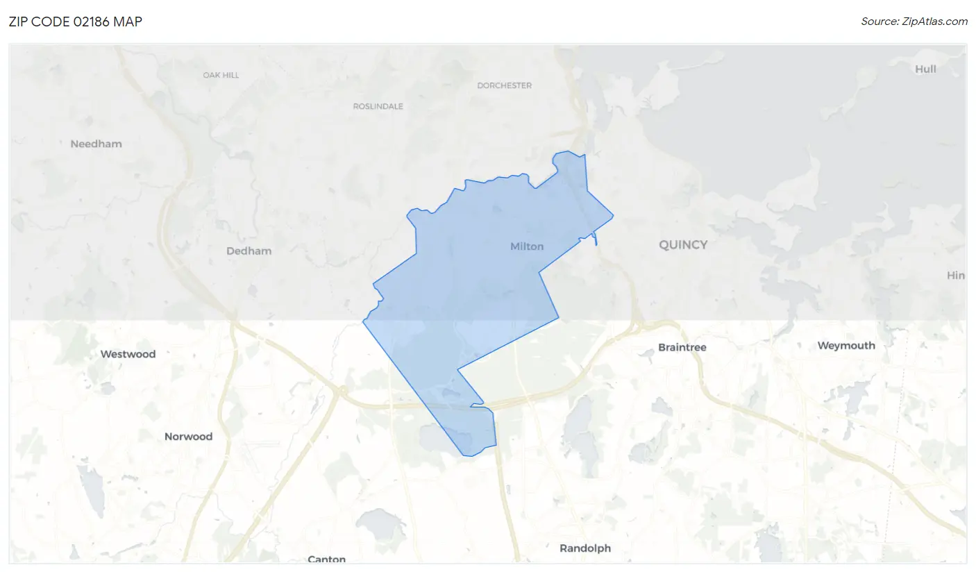 Zip Code 02186 Map