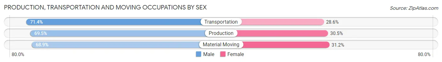 Production, Transportation and Moving Occupations by Sex in Zip Code 02186
