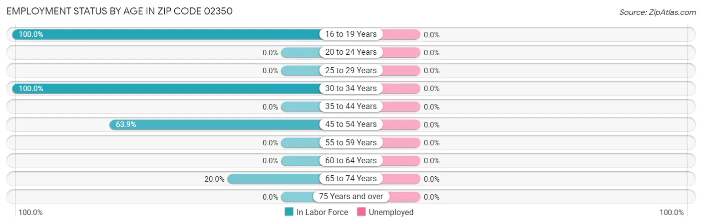 Employment Status by Age in Zip Code 02350