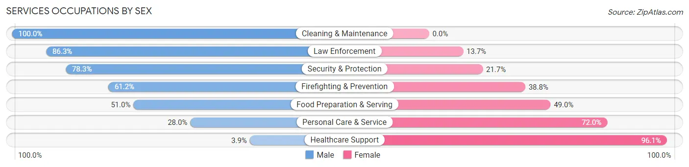 Services Occupations by Sex in Zip Code 02359