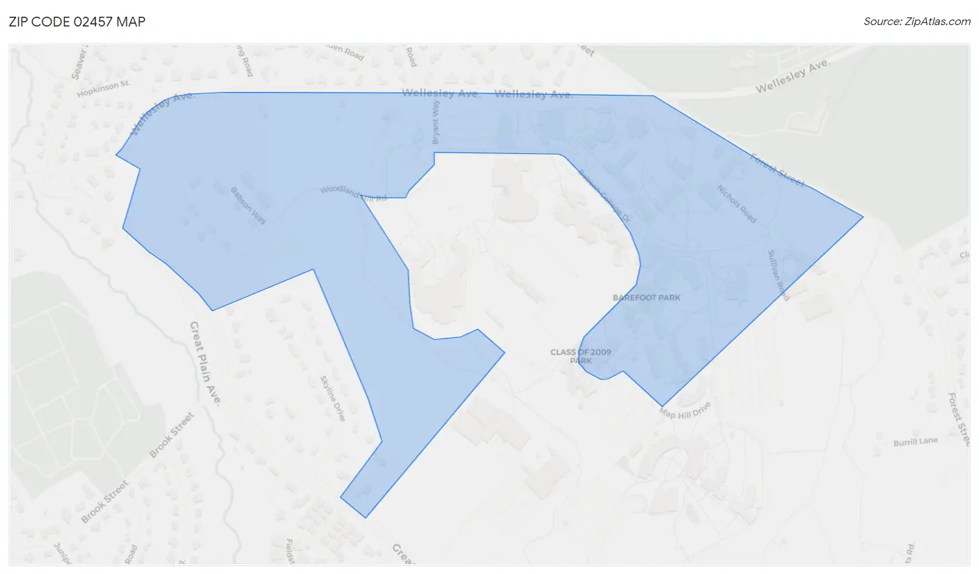 Zip Code 02457 Map