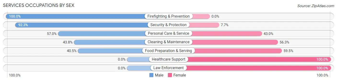 Services Occupations by Sex in Zip Code 02494