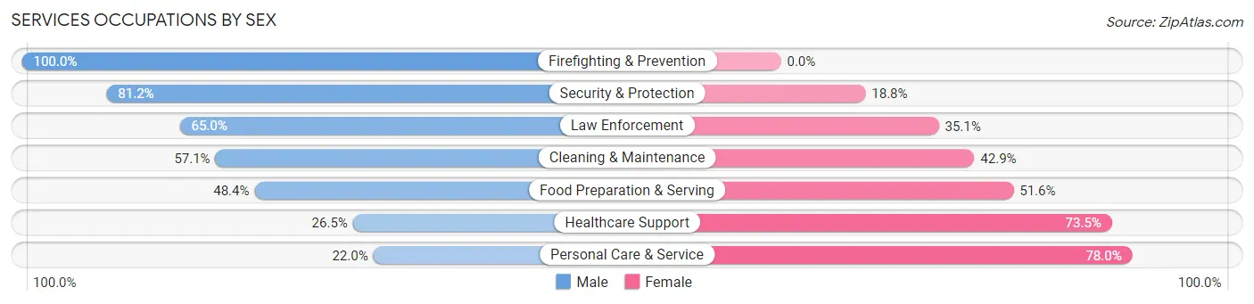 Services Occupations by Sex in Zip Code 02532