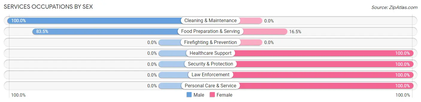 Services Occupations by Sex in Zip Code 02538
