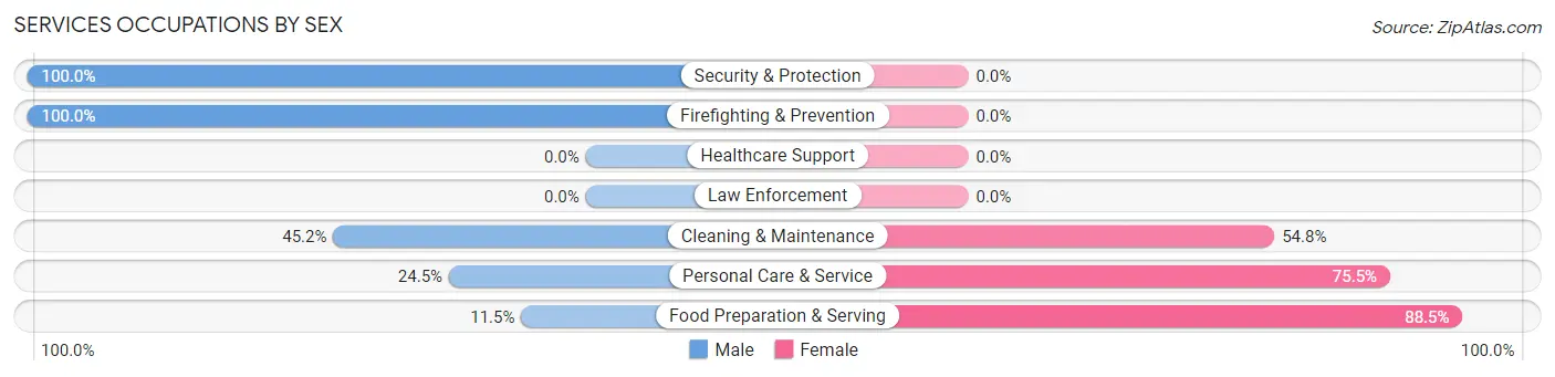 Services Occupations by Sex in Zip Code 02642