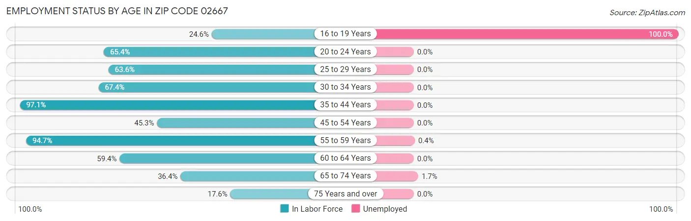 Employment Status by Age in Zip Code 02667