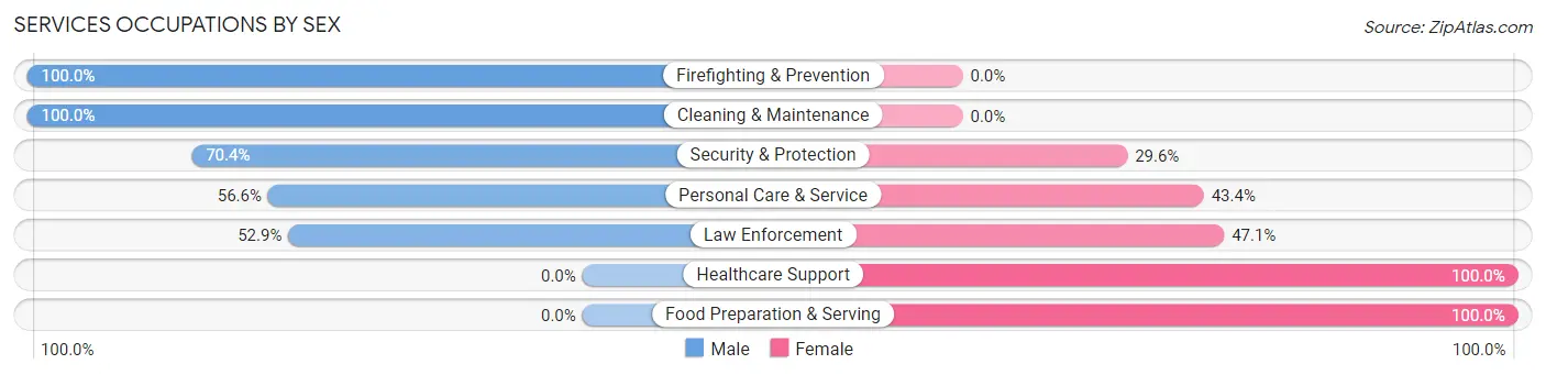 Services Occupations by Sex in Zip Code 02668