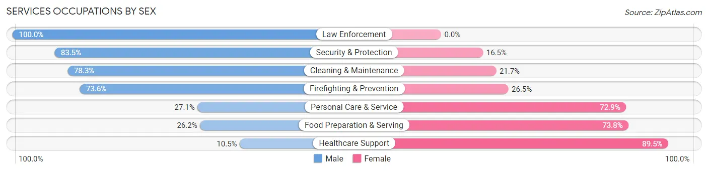 Services Occupations by Sex in Zip Code 02719