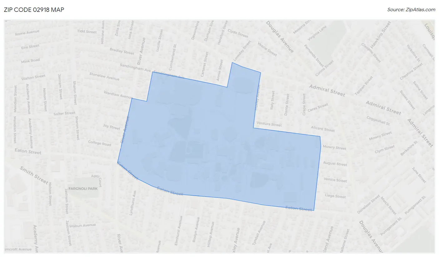 Zip Code 02918 Map